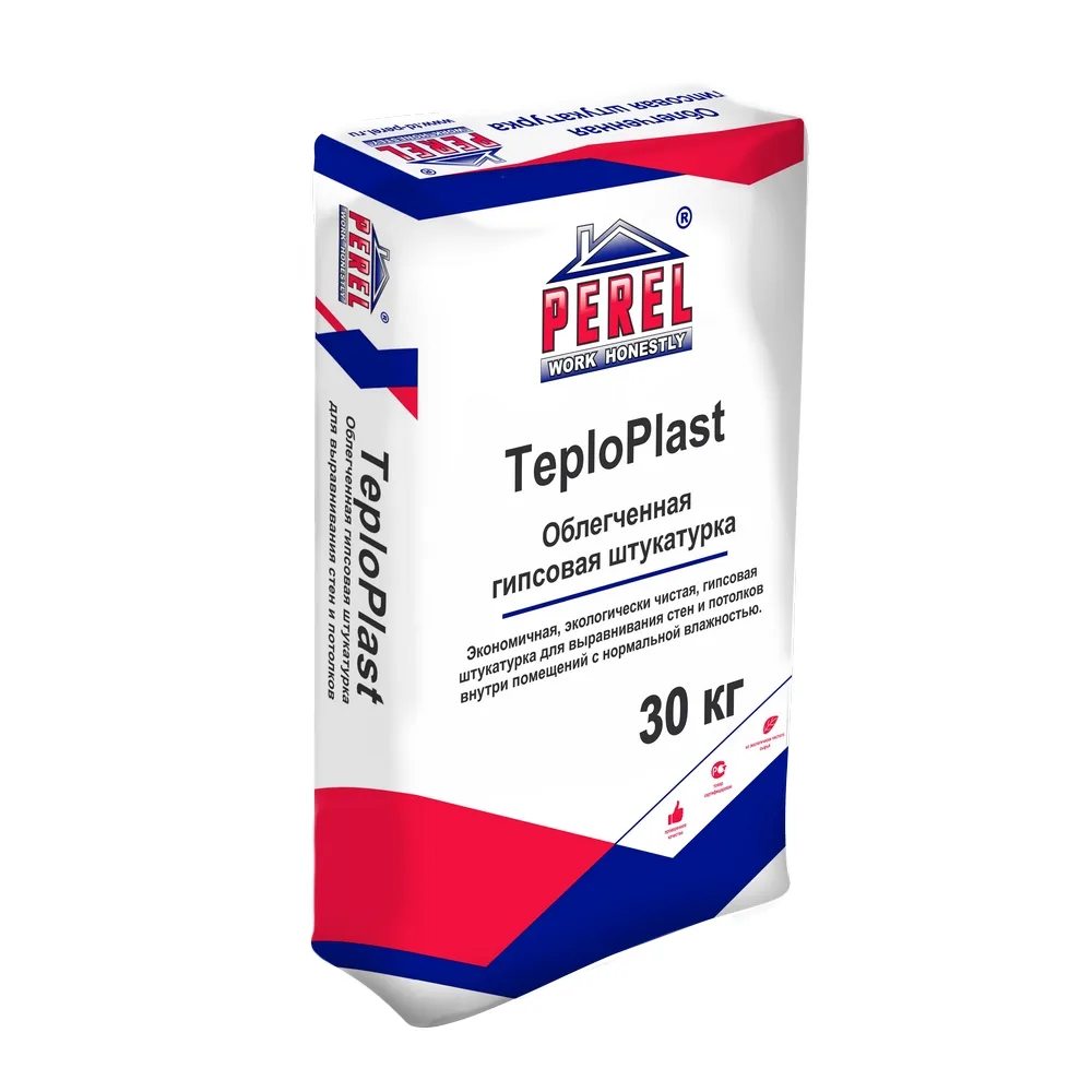 Штукатурка гипсовая Perel 0528 TeploPlast серый 30кг