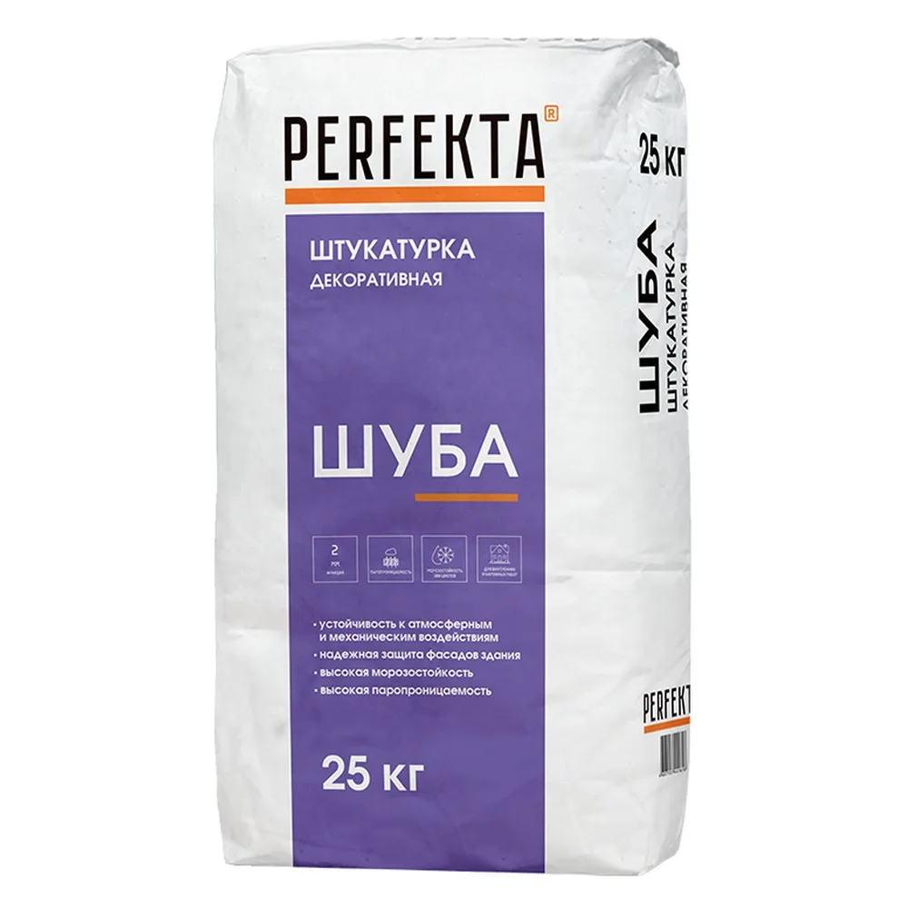Декоративная штукатурка цементная Perfekta шуба 2мм белый 25кг