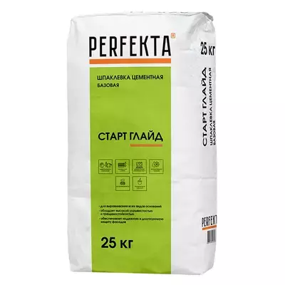 Шпаклевка цементная Perfekta Старт Глайд МН белый 25кг
