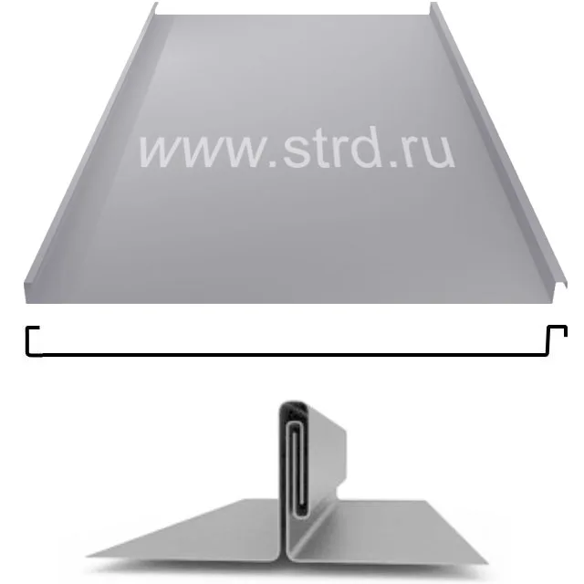 Фальцевая панель Grand Line фальц двойной стоячий 625/550мм Полиэстер 0.45мм RR 32 (коричневый)