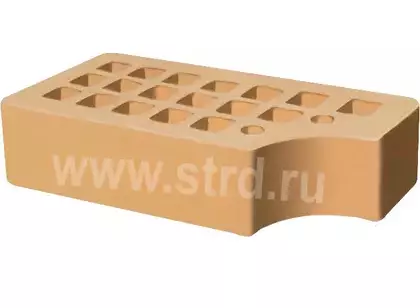 Кирпич облицовочный пустотелый фасонный КФ-1 Соломенный гладкий 250*120*65мм утолщенная стенка 20мм М200кг/см2 Железногорск