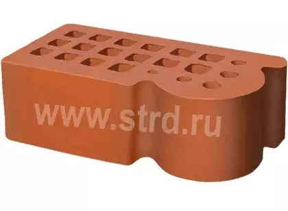 Кирпич облицовочный пустотелый фасонный КФ-3 Красный гладкий 250*120*88мм утолщенная стенка 20мм М175кг/см2 М150кг/см2 Железногорск