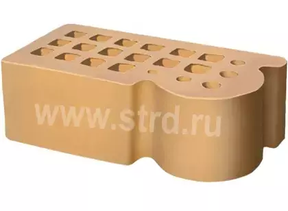 Кирпич облицовочный пустотелый фасонный КФ-3 Соломенный гладкий 250*120*88мм утолщенная стенка 20мм М200кг/см2 Железногорск
