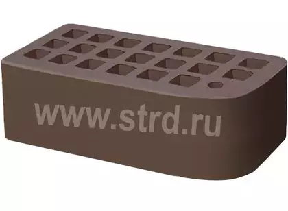 Кирпич облицовочный пустотелый фасонный КФ-2 Темно-коричневый гладкий 250*120*88мм утолщенная стенка 20мм М150кг/см2 М175кг/см2 Железногорск