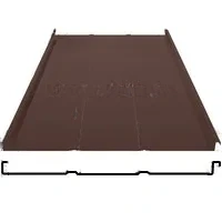 Фальцевая панель Grand Line фальц двойной стоячий Line 625/550мм Rooftop Бархат 0.5мм RAL 8017 (коричневый)