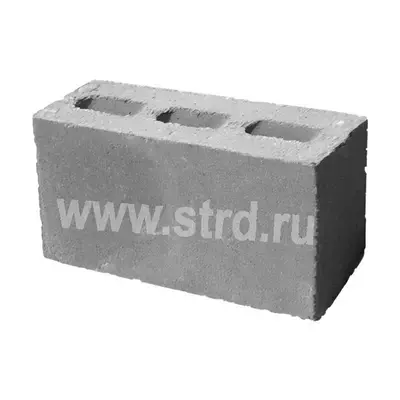 Блок КСЛ-ПР-ПС-390-125-F50-1500 бетонный РР Девелопмент перегородочный 3-пустотный 390*90*188 D1500кг/м3 М125кг/см2