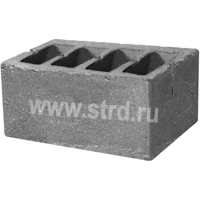 Блок КСЛ-ПР-ПС-39-100-F50-1300 бетонный Основа-М стеновой 4-пустотный 390*190*188 D1300кг/м3 М100кг/см2