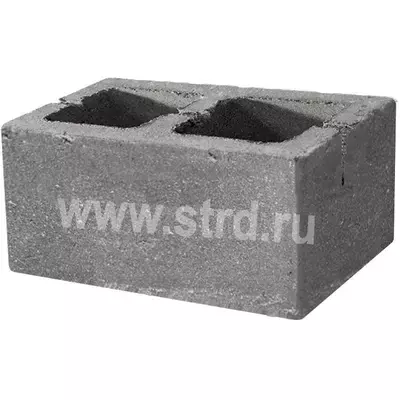 Блок КСЛ-ПР-ПС-39-75-F50-1200 бетонный Основа-М стеновой 2-пустотный 390*190*188 D1200кг/м3 М75кг/см2