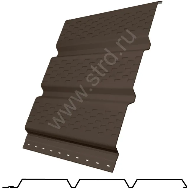 Софит тройной, перфорированный сталь 0.45мм Graphite 45 316мм RR 32 (коричневый) Stynergy