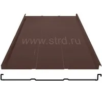 Фальцевая панель Grand Line фальц двойной стоячий Line 625/550мм Drap TX 0.45мм RAL 8017 (коричневый)