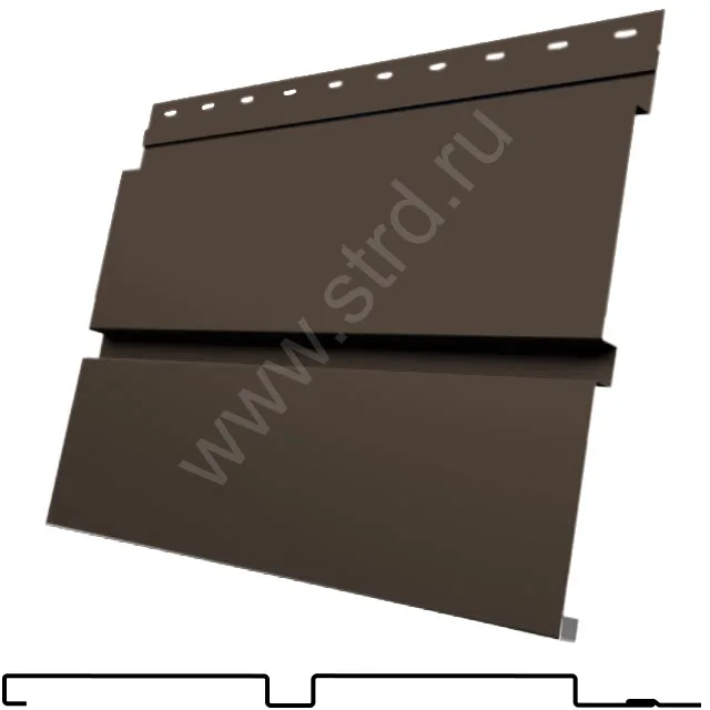 Софит двойной сплошной Квадро брус сталь 0.45мм Drap TX 295мм RR 32 (коричневый) Grand Line