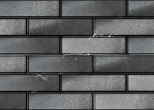 Кирпич облицовочный пустотелый клинкер Обсидиан Черно-серебристый Берген гладкий 250*85*65мм стандартная стенка М300кг/см2 ЛСР