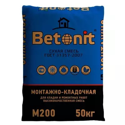 Кладочная смесь цементная М200 Betonit монтажно-кладочная ГОСТ серый 50кг