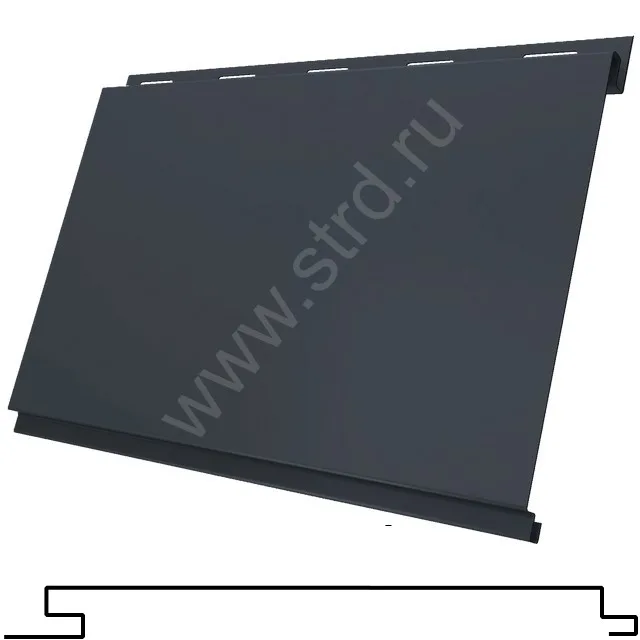 Софит одинарный сплошной Вертикаль сталь 0.45мм Drap TX 176мм RAL 7024 (серый) Grand Line