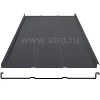 Фальцевая панель Grand Line фальц двойной стоячий Line 625/550мм Drap 0.5мм RAL 7016 (серый)