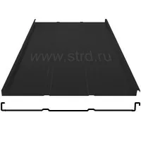 Фальцевая панель Grand Line фальц двойной стоячий Line 625/550мм Drap ТР 0.45мм RAL 9005 (черный)