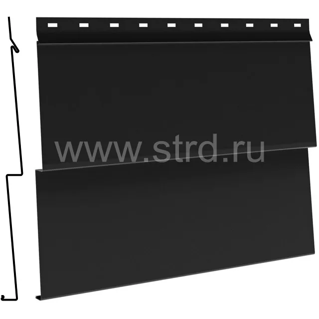 Сайдинг Скандинавская доска узкая двойная 227*205мм 0.5мм PU matt Россия RAL 9005 (черный) Aquasystem