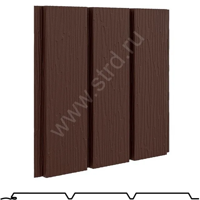 Софит тройной сплошной Фактурный сталь 0.5мм PU matt 2400мм 303мм RAL 8017 (коричневый) Aquasystem