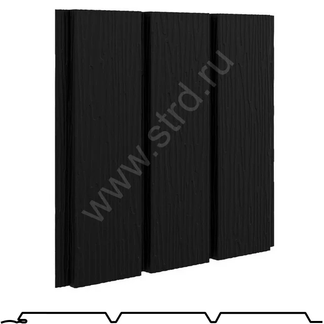 Софит тройной сплошной Фактурный сталь 0.5мм PU matt 303мм RAL 9005 (черный) Aquasystem
