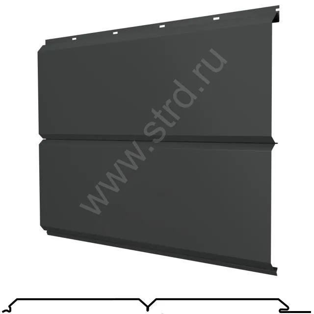 Софит двойной сплошной ЭкоБрус New сталь 0.5мм PurPro матовый 332мм RAL 7016 (серый) Grand Line