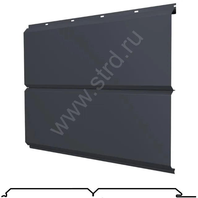 Софит двойной сплошной ЭкоБрус New сталь 0.5мм PurLite матовый 332мм RAL 7024 (серый) Grand Line