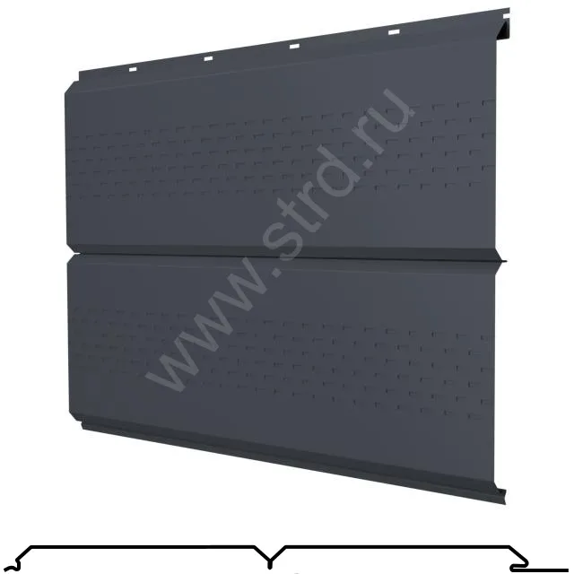 Софит двойной, перфорированный ЭкоБрус New сталь 0.5мм Rooftop Бархат 332мм RAL 7024 (серый) Grand Line