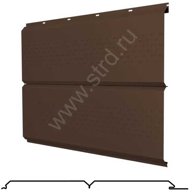 Софит двойной, перфорированный ЭкоБрус New сталь 0.45мм Drap TwinColor 332мм RAL 8017 (коричневый) Grand Line