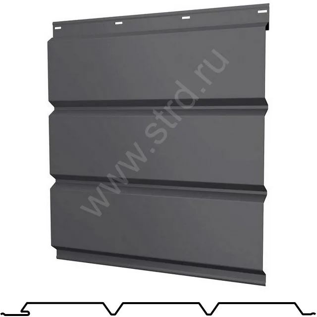 Софит тройной сплошной Классик сталь 0.5мм Drap 326мм RAL 7024 (серый) Grand Line