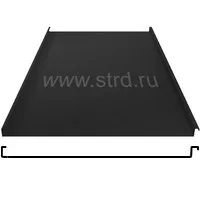 Фальцевая панель Grand Line фальц двойной стоячий 625/550мм PurLite матовый 0.5мм RAL 9005 (черный)