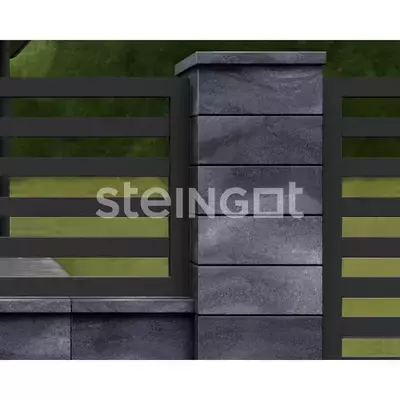 Крышка для блока заборного бетонный Steingot 500*200*50 В30 Графитовый камень (Stein Black)