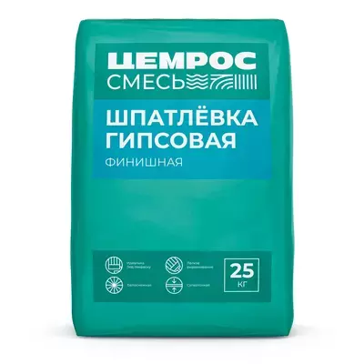 Шпаклевка гипсовая Цемрос финишная белый 25кг