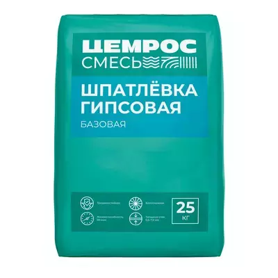 Шпаклевка гипсовая Цемрос базовая белый 25кг
